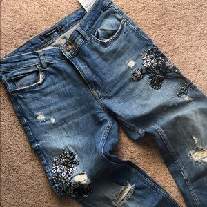 Zara embroidery jeans